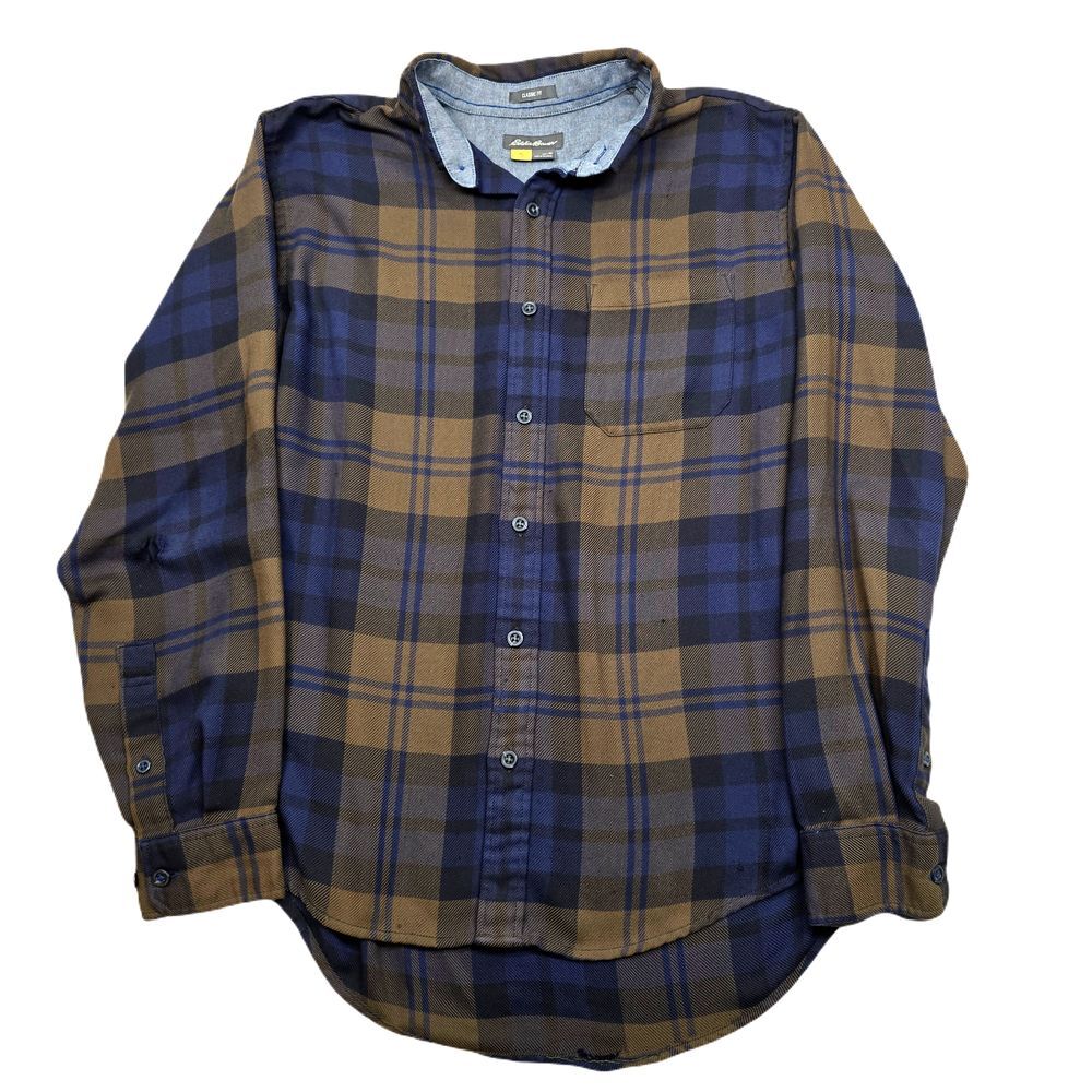 Eddie Bauer TravelX Cashmere Blend Shirt Mens Medium LongSleeve Button Well Worn
